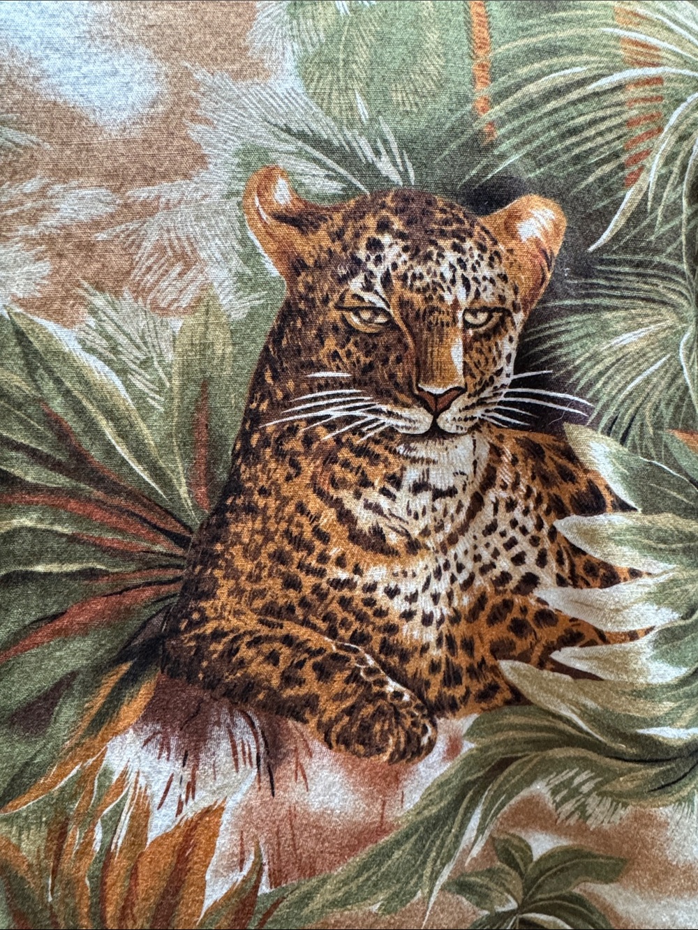 Vintage Leopard & Palm Caftan — Green & Rust - Picture 7 of 9